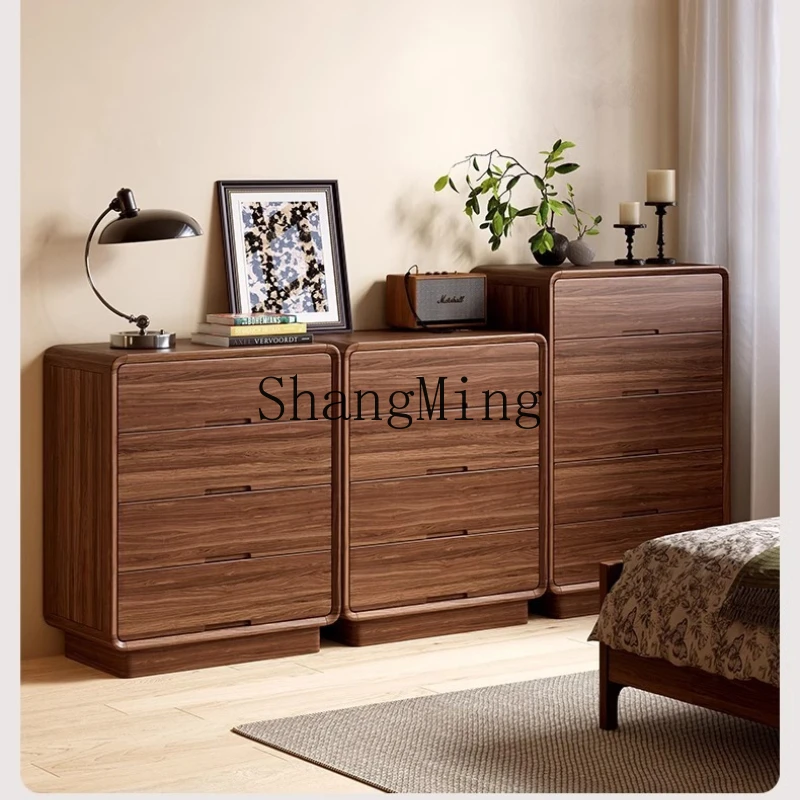 

SM solid wood nine-bucket cabinet antique door cabinet bedroom locker modern drawer bedside