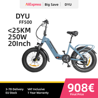 DYU FF500 E-bike Folding 500W Motor 48V14AH Lithium Battery City Riding Electric Bicycle Women's 20*4.0 Fat Tire Electric Bike