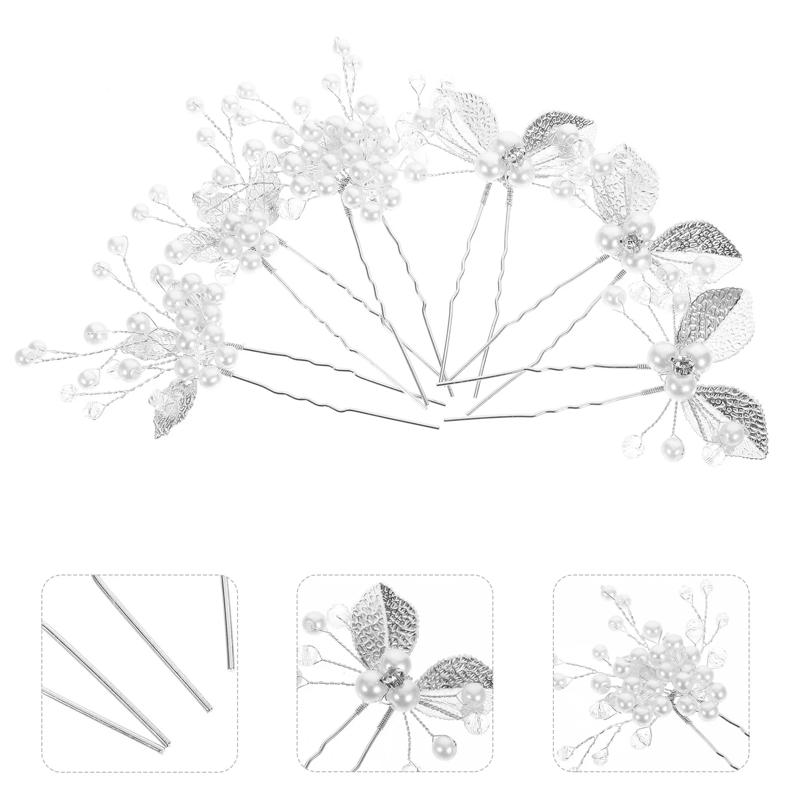 

6Pcs Wedding Bridal Hairpin Pearl Rhinestone U Shape Metal Hairpins Decorative Hair Accessories Decorative Hairpin