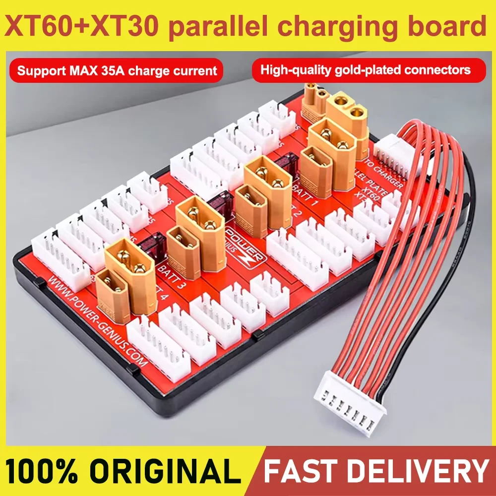 Power-Genius 2 IN 1 Parallel Charging Board XT30 XT60 Plug Support 4 Packs 2-6S Lipo Battery  For RC FPV Drone Quadcopter