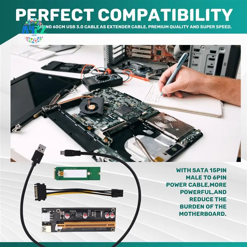 

A42Z-NGFF M.2 M Key To USB 3.0 PCI-E Riser Card M2 To USB3.0 PCIE 16X 1X Extender With Power For Litecoin Bitcoin Miner