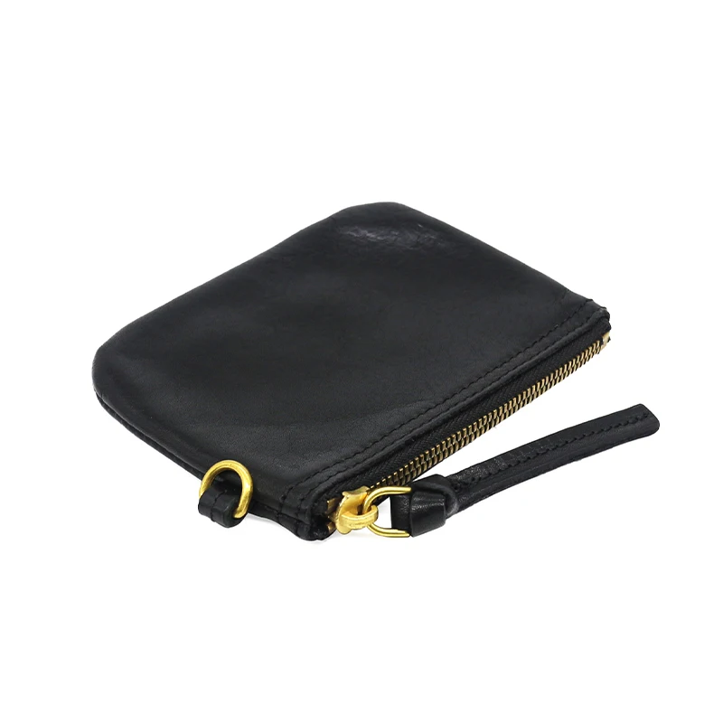 Zipper Coin Purses Genuine Leather Luxury Storage Coin Pouch Retro Credit Card Bag Handmade Cowhide Simple Wallet