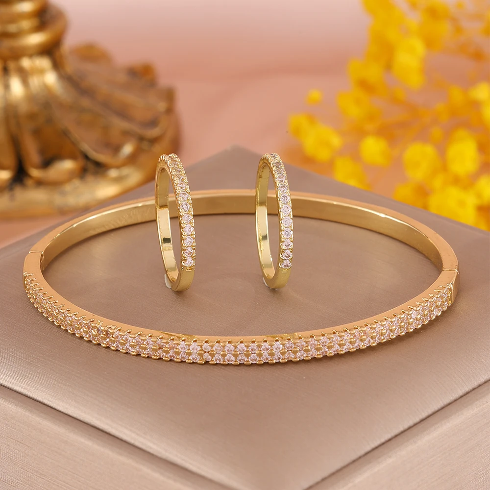 ZAKOL 3-teiliges Set: Auffälliges Doppelreihiges Rundes CZ-Armband und Ringe für Damen, Exquisiter Türkis-Zirkon-Schmuck, Einfaches Schmuckgeschenk – Detail 8
