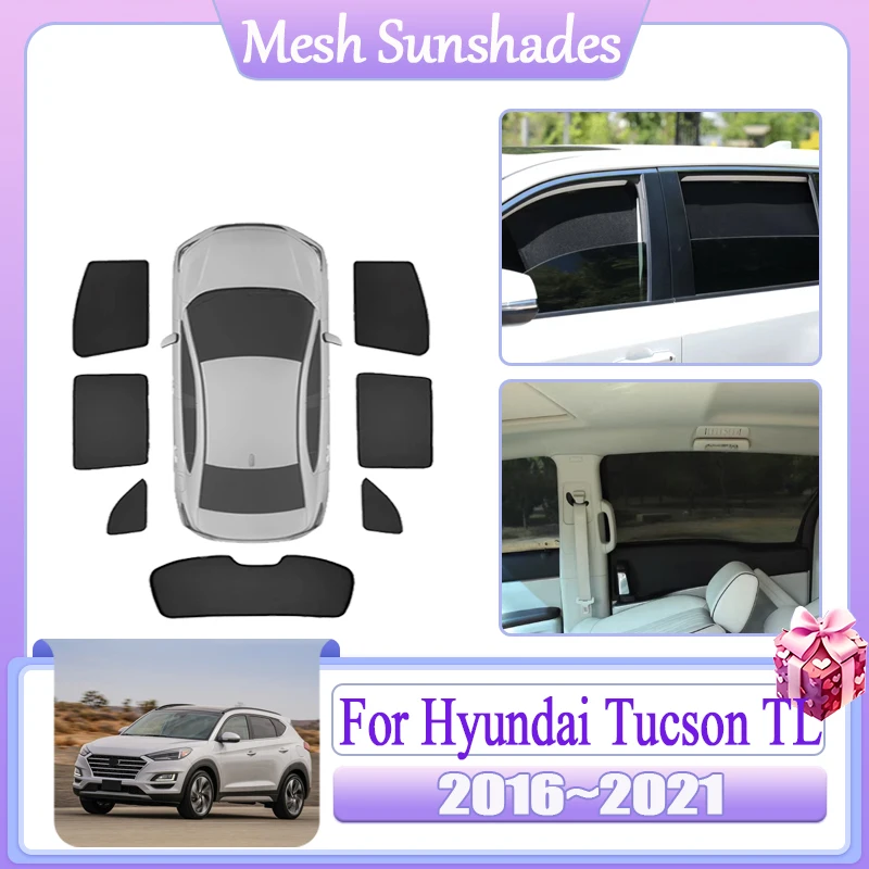 

Автомобильный сетчатый солнцезащитный козырек для Hyundai Tucson TL 2016 2017 ~ 2021 Магнитный солнцезащитный козырек для окна, анти-УФ-солнцезащитный козырек, инструменты, антигрязные аксессуары