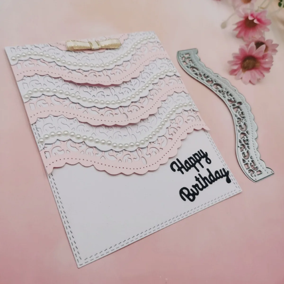 Hollow Lace Wavy Edge Greeting Card Border Cutting Knife Die Embossing Carbon Steel Mold Christmas Greeting Card Making Tool