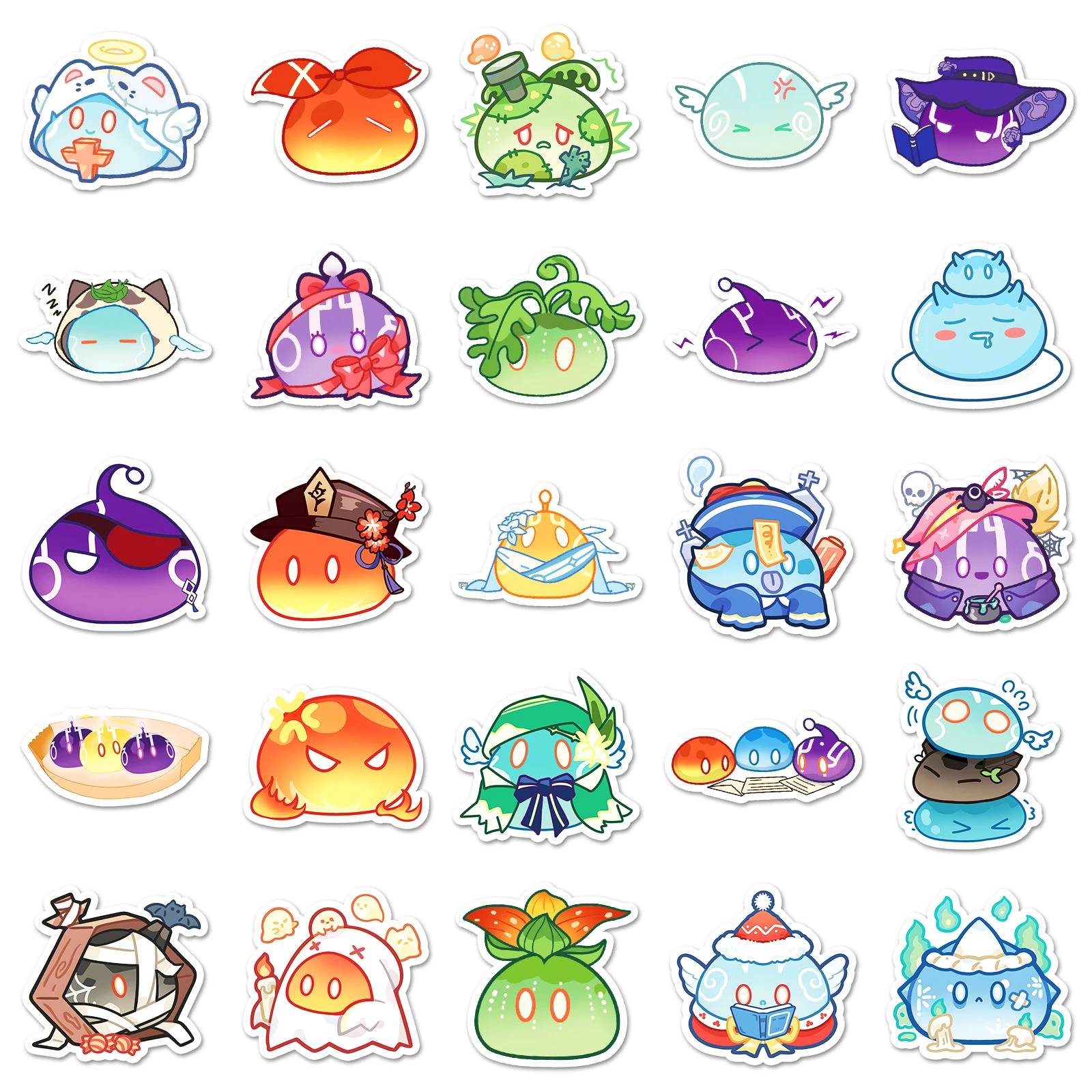 50 قطعة من ملصقات Genshin Impact Slim Series الكرتونية اللطيفة المقاومة للماء للتزلج على الجليد ملصق منزلي عتيق #4