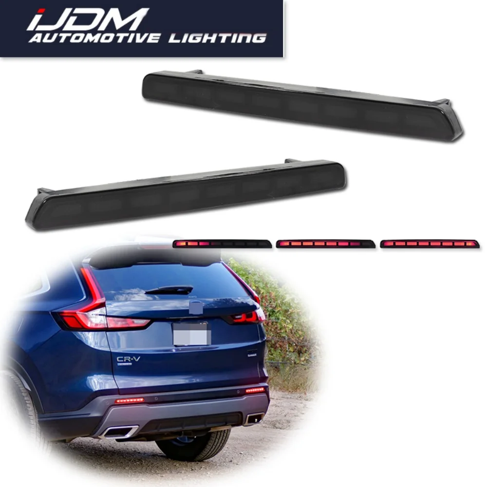 

Для Honda CRV CR-V 2023 2024 2025: Красные светодиодные задние бамперные фонари-отражатели, стоп-сигналы и ходовые огни, последовательные указатели поворота