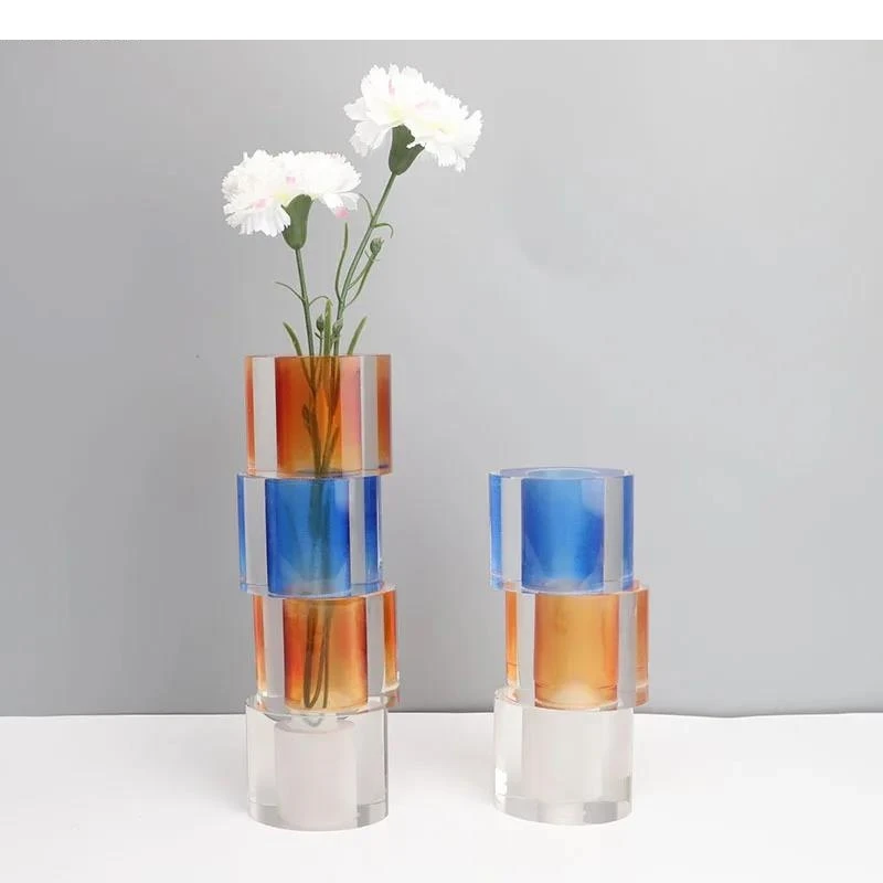 

Multicolour Crystal Glass Vase Flowers Pots Desk Decoration Flower Arrangement Floral Vases Room Aesthetic Decor