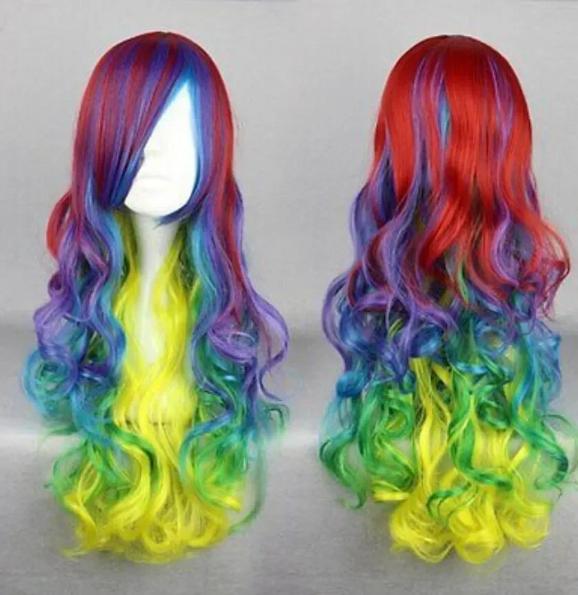 free shipping Lolita Long Curly Stylish Multi-Colors Girls Fashion Anime Cosplay Hair Wig