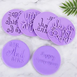 8cm Acryl Braut geprägt werden Aus stech form Cutter Hochzeit Fondant Stempel Form Kuchen Dekorations werkzeuge Sugar craft Back zubehör