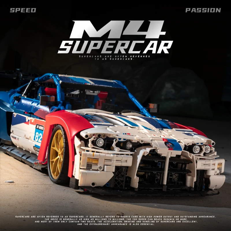 4555PCS Technical M4 Poweful Sport Car Building Blocks High Tech Supercar MOC Construction Bricks Toys Gift For Adult Friend