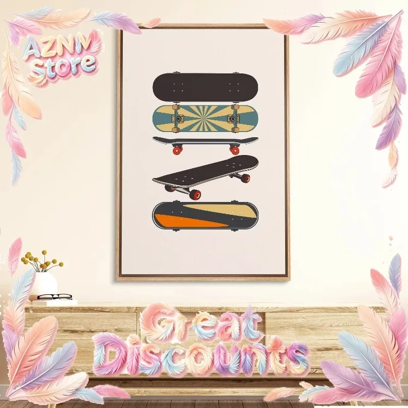 2026Retro Prints Modern Minimalist Hobbies Wall Art Pictures Golf Club Skateboards Surfboards Canvas Paintings for Home Decor