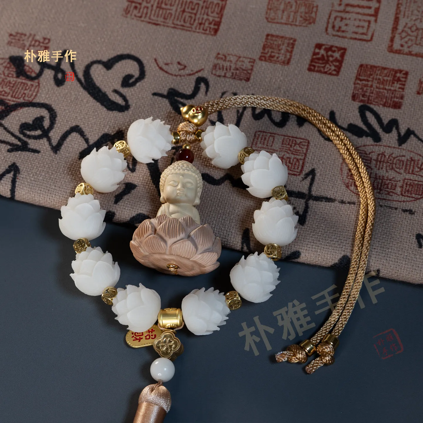 Cz pendant natural bodhi carved lotus buddha statue car hanging bring in wealth and treasure to protect peace cultural