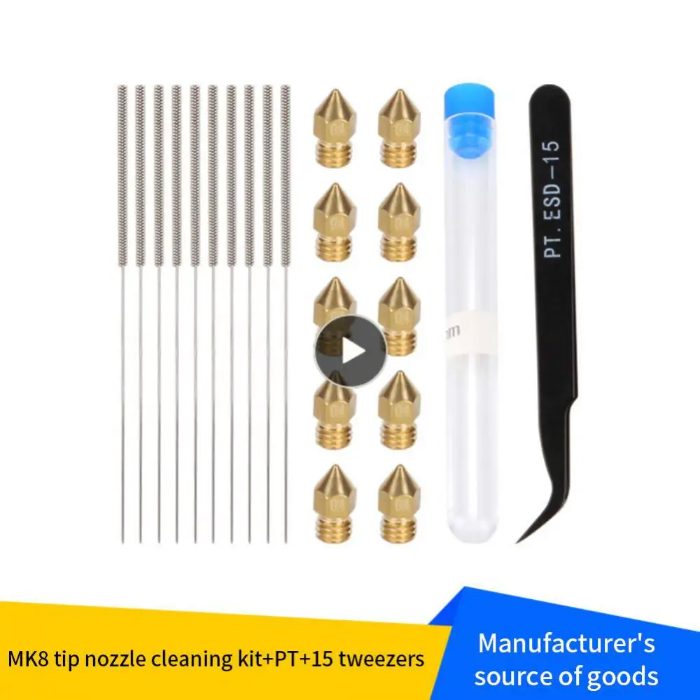 Parts Mk8 Nozzle Cleaning Steel Needle Accessories 100.4mm 10  0.4mm Cleaning Tool 3d Printer Tweezers Tool Set