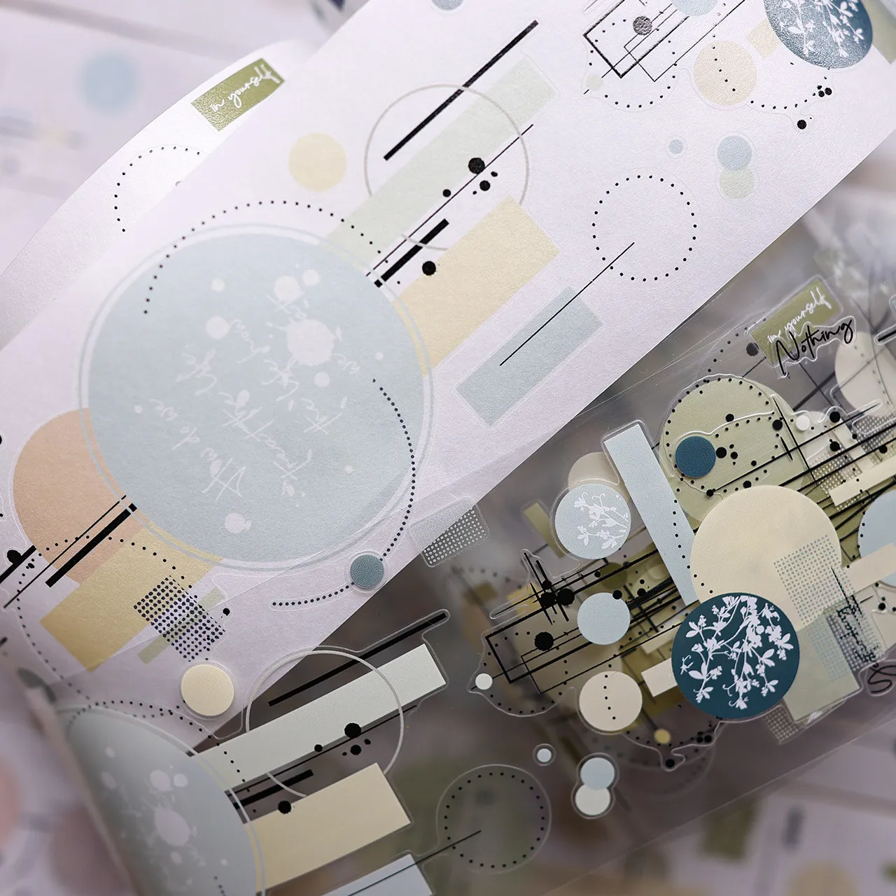 XBJ Salt New Color Circle Set Retro Lines Versatile Primer PET washi die Cut journal tape