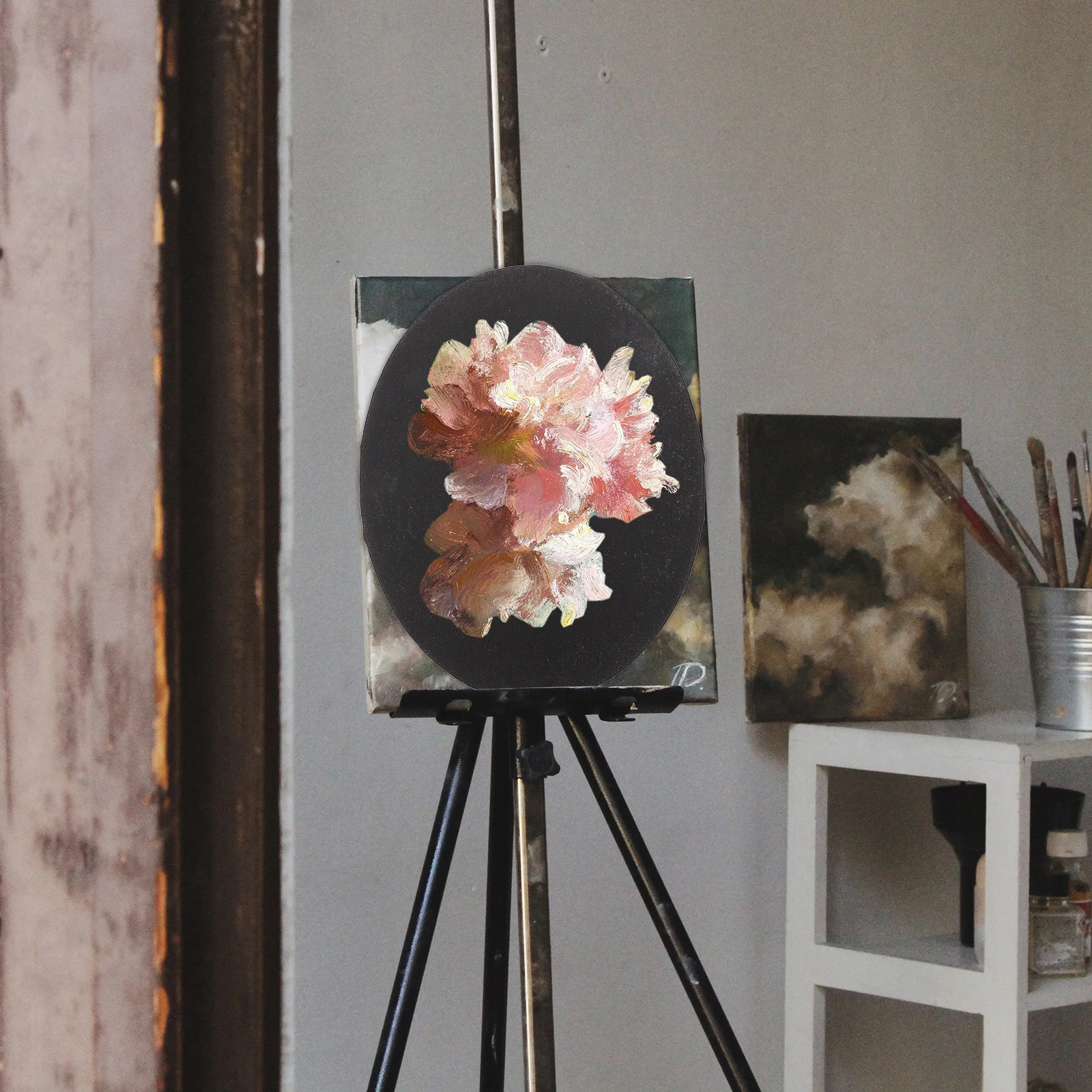 

Artist Stretched Canvas Blank Painting Panels Oil Water Child Frames Black Round Board Canvas Supplies