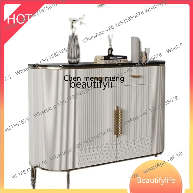 

z1q Entrance Cabinet Italian Mild Luxury Marble Countertop Sideboard Decorative Chest of Drawers Living Room Locker