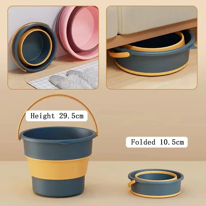17L Folding Cube Bucket Car Wash Fishing Multifunctional Basin Silicone Collapsible Bucket Large Capacity Household Items