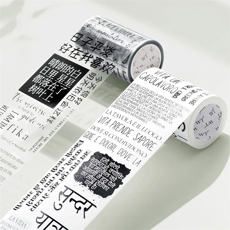 WT Washi PET Tapes Life Quips Vintage Words Letter Scrapbooking Adhesive Tape Planner DIY Sticker 7cmx5M/Roll