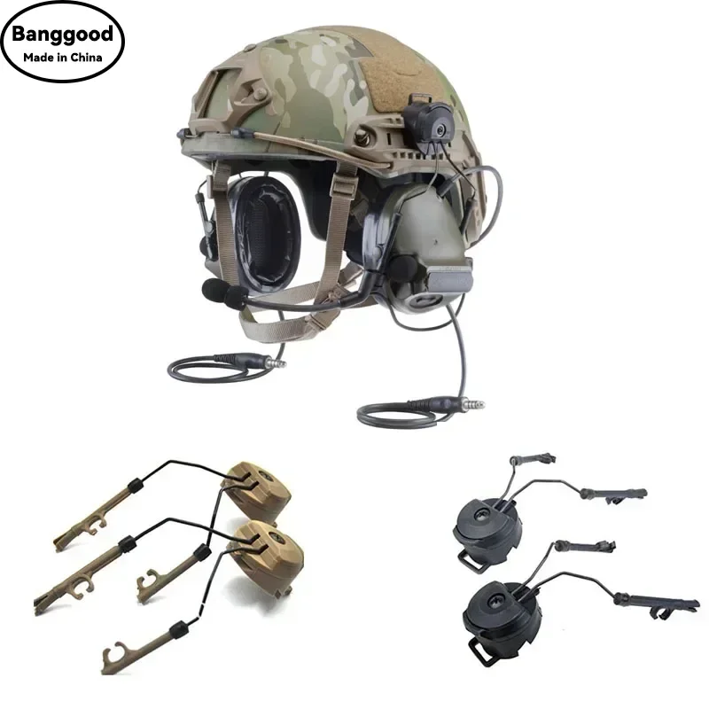 A Pair Tactical Headset Bracket Fast Ops Core Helmet ARC Rail Adapter fit for Comtac II Series Noise Cancelling Headset