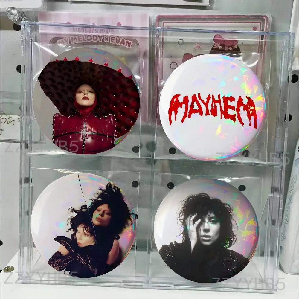 

L-LADY GAGA M-Mayhem Enamel Pin Tinplate Round Brooch Badges 58mm 44mm 32mm 75mm 25mm