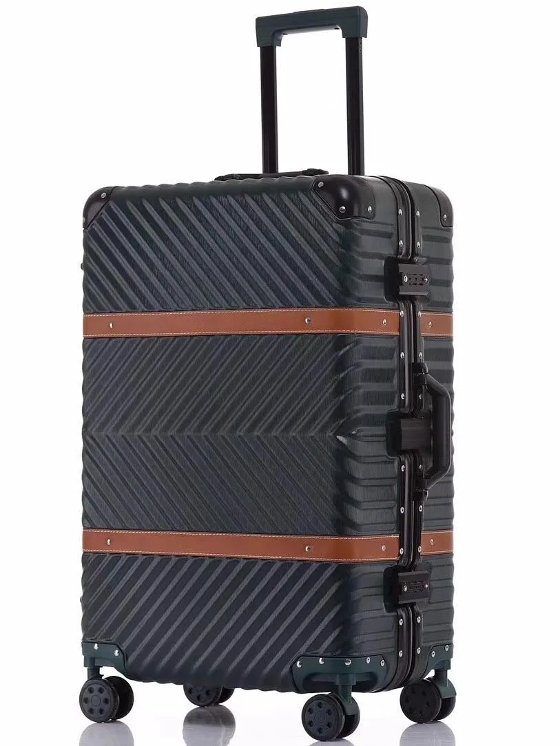 Tas bagasi desain baru, koper bingkai Aluminium, casing troli garis Diagonal roda Universal, tas koper tangan 20"