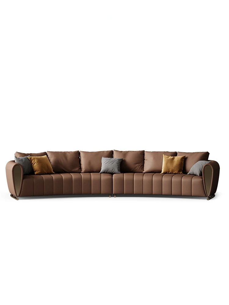 Sofa living room modern luxury 2021 new villa high-end luxury four-person arc Italian minimalist leather sofa