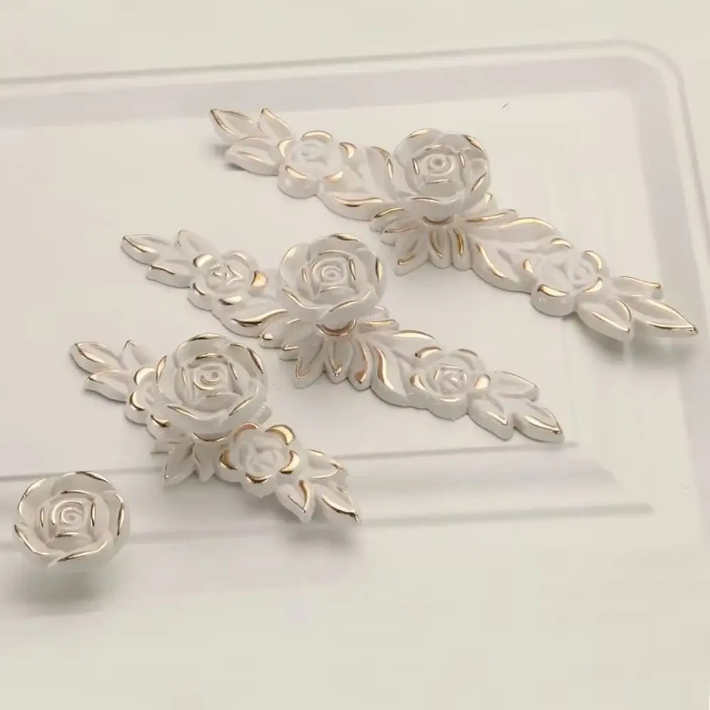 Antique Style European Rose Style Cabinet Handles Zinc Alloy Bronze Finish Drawer Knobs Wardrobe Pulls Furniture Hardware