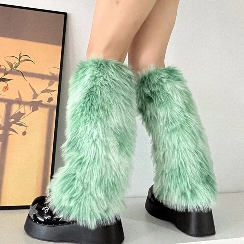 المرأة فو الفراء تدفئة الساق مثير فروي غامض تدفئة الساق لينة التمهيد الأصفاد غطاء 15UB