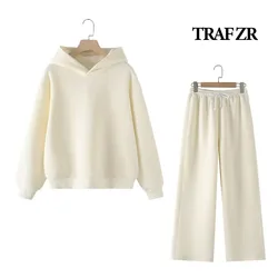 TRAF ZR Minimalist Sets Long Sleeve Hoodies Set Elegant Casual Women's Set Ensemble 2piece Femme Autumn Outfits Y2k Outfit Sets