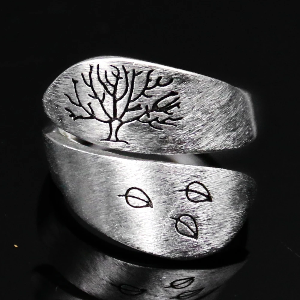 Tree of Life Open Ring Wrap Finger Handmade Fine Engraving Unisex Zinc Alloy Fashion Jewellery Brithday Holiday Gift