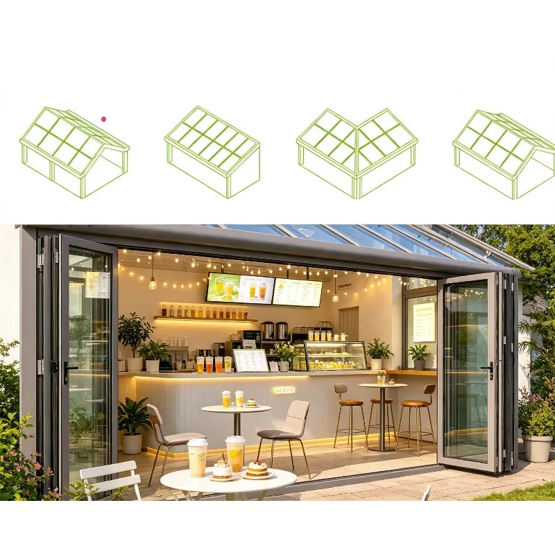 Villa Sunroom with a Stepped Waterproof Aluminum Sun room Glass House on One Side Against the Wall with Electric Functionality