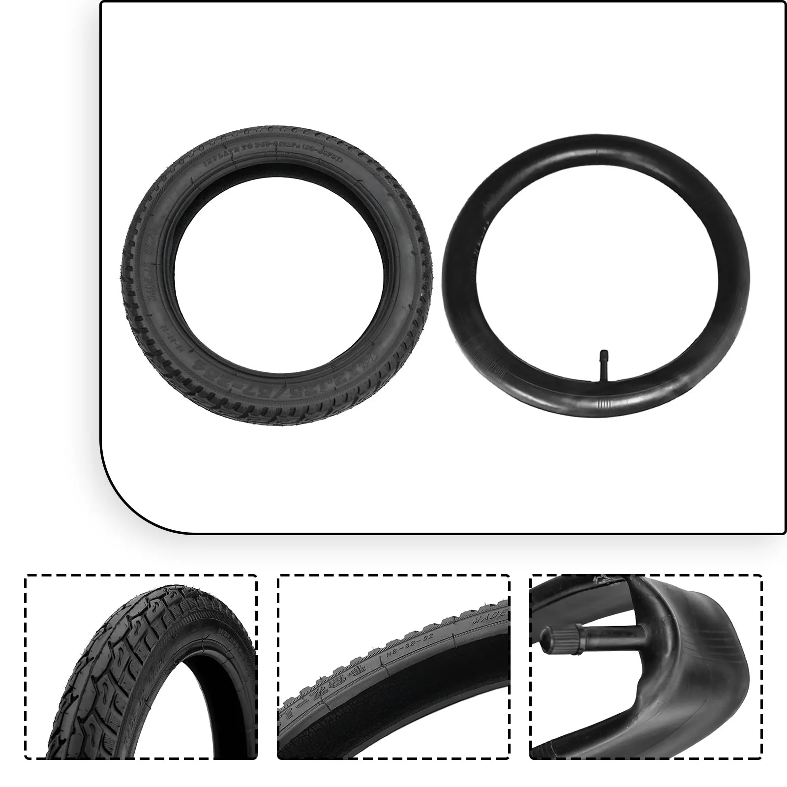 

High Quality New Practical Outer Tire Inner Tube Tire Tube Wearproof 1000g 14x2.125(57-254) Black Not Easy To Deform