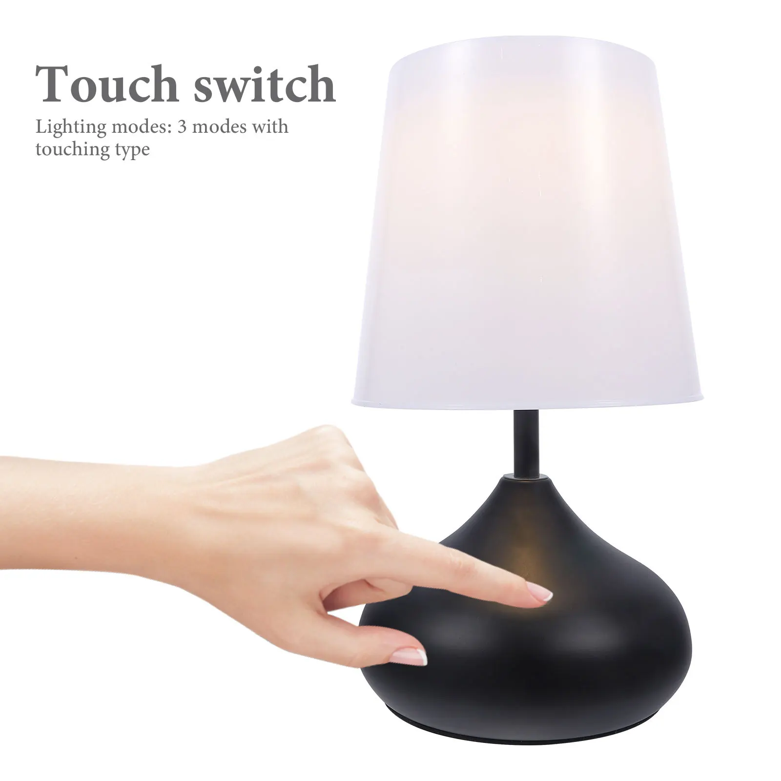 1Pcs Dimmable Night Light Unique Touch Control Table Lamp USB Powered Bedroom Light Decor Modern Design Black