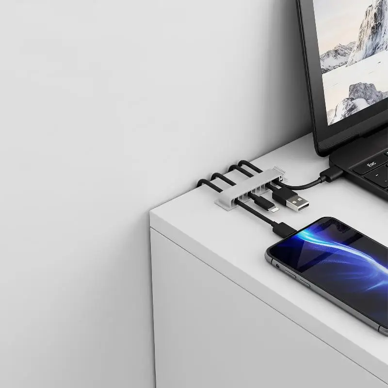 Silicone Cable Organizer Cord Management Wire Holder Clips USB Winder Tidy Desktop Organizer for Home Office School