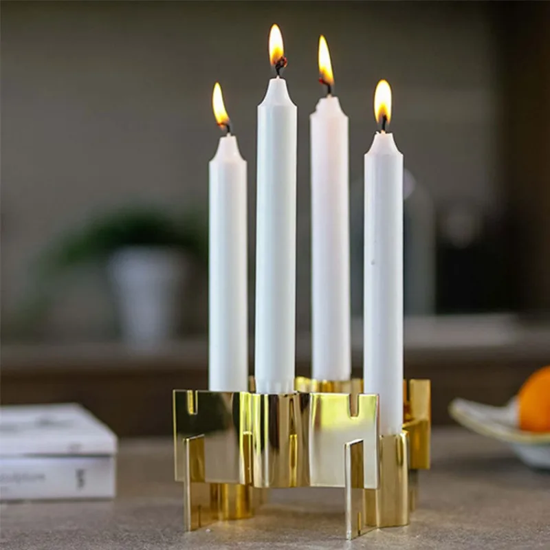 

Modern simple light luxury brass candle candle holder sales office hotel living room entrance romantic dining table decoration
