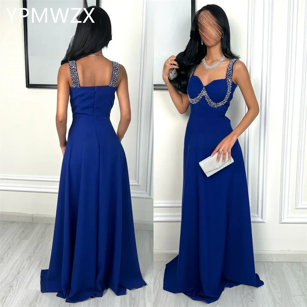 

Customized Evening Dress Formal Women YPMWZX Shoulder Girdle A-line Floor Length Skirts Fold Bespoke Occasion Dresses Prom Gow