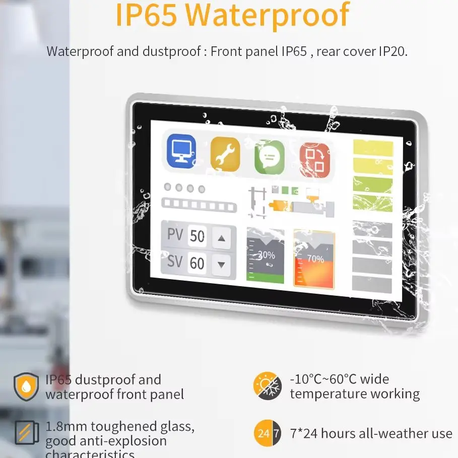 IXHUB Andriod Linux 30wPOE Industrie-Monitor-Display 10,1 Zoll IP65Wasserdichter kapazitiver Touchscreen-Embedded-Computer für den Verkauf