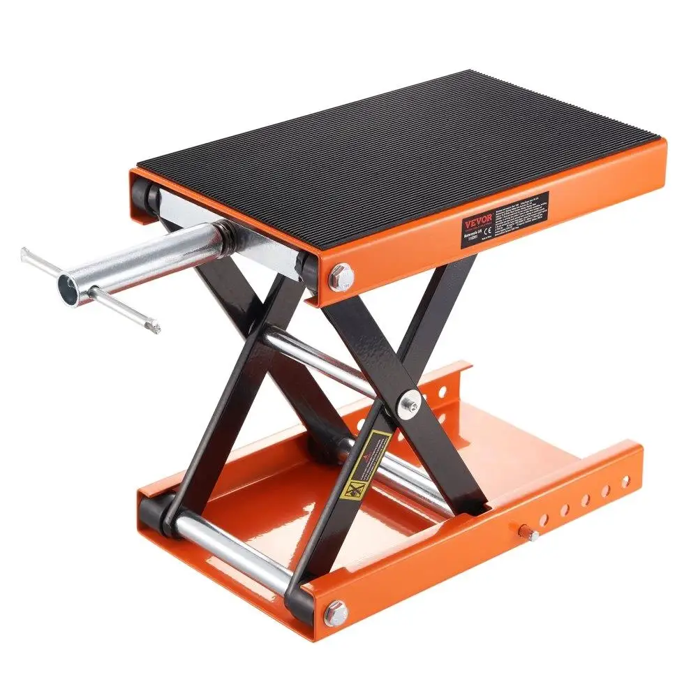 

Motorcycle Lift, 1100 LBS Motorcycle Scissor Lift Jack with Wide Deck & Safety Pin, 3.7"-13.8" Center Hoist Crank Stand, Steel