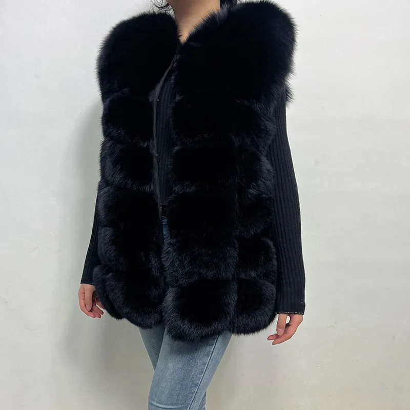 Maomaokong Natuurlijke Wasbeer Echt Bont Jas Dames Vest Bont Mid-Lengte Winter Warm Echte Bontjas Luxe Vrouwen Jas top Vest