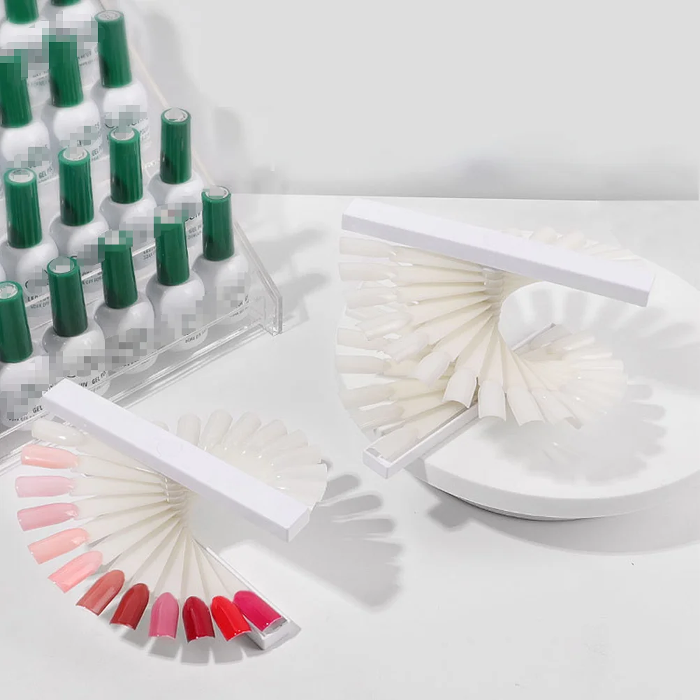 

1 Set Color Cards Board Art Polish Tips Display Stand For Salon Home Office Fan Shape Light Foldable Nail Polish Color Sample