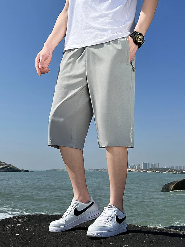 

Ice Silk Sports orts Men's Summer Thin Qui Dry Seven-Foot Loose Casual Pants Teenage Running Mid-Pants Straight Leg Casua...