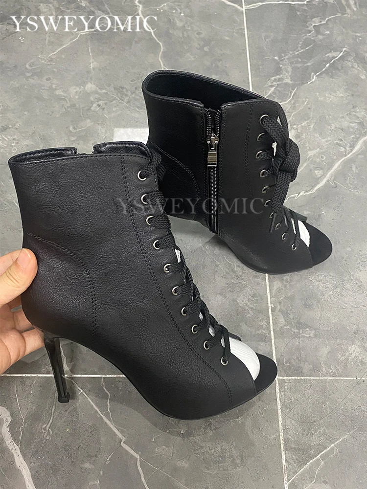 YSWEYOMIC Leather Dance Heels Outdoor Rubber Sole Black Real leather PU 11cm 9cm 7cm Heels Sexy Latin Salsa Heel Dance Shoes