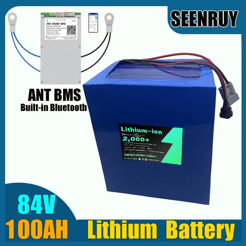 li-ion 84V 100AH lithium battery with ANT BMS 100A 150A 200A 250A 340A for Motorcycle Forklift  Dinghy RV Food Truck