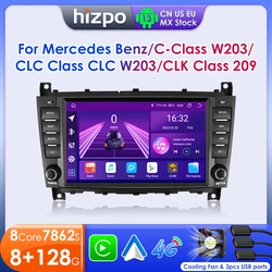 Hizpo 2Din Android 13 Car Multimedia Player For Mercedes Benz CLC W203 C-Class C180 C200 CLK200 CLK W209 GPS RDS Stereo Carplay