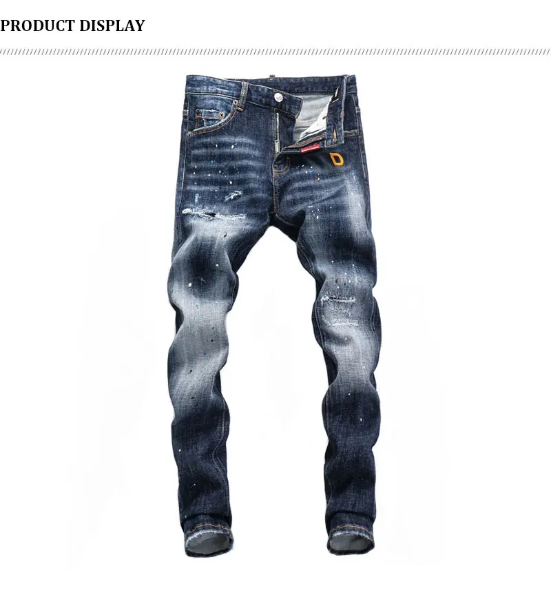 Y2Knew men's jeans, jeans with scratches, stretch, slim fit, painted, wrinkled, washed, vintage blue jeans, high street