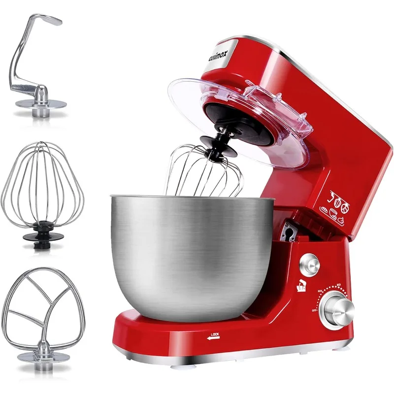 

Stand Mixer, 5-QT Stainless Steel Bowl Food Mixer, Tilt-Head Kitchen Electric Mixer with Dough Hook, Mixing Beater and Whisk,