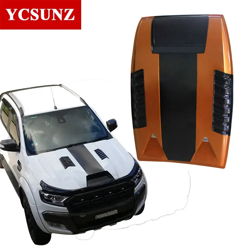 ABS Orange Black Bonnet Scoop Hood For Ford Ranger Wildtrak T6 2012 2013 2014 Pickup Truck Car Accessories