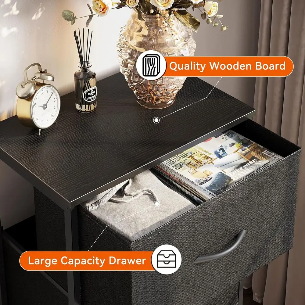 Compact 3-Drawer Storage Chest for Bedroom or Living Room, Black
