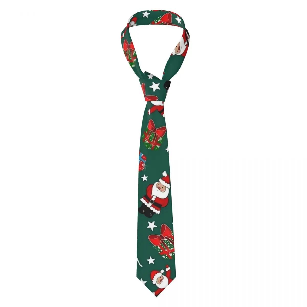 Christmas Santa Pattern Green Tie Novelty Casual Neck Ties For Male Leisure Quality Collar Tie Graphic Necktie Accessories